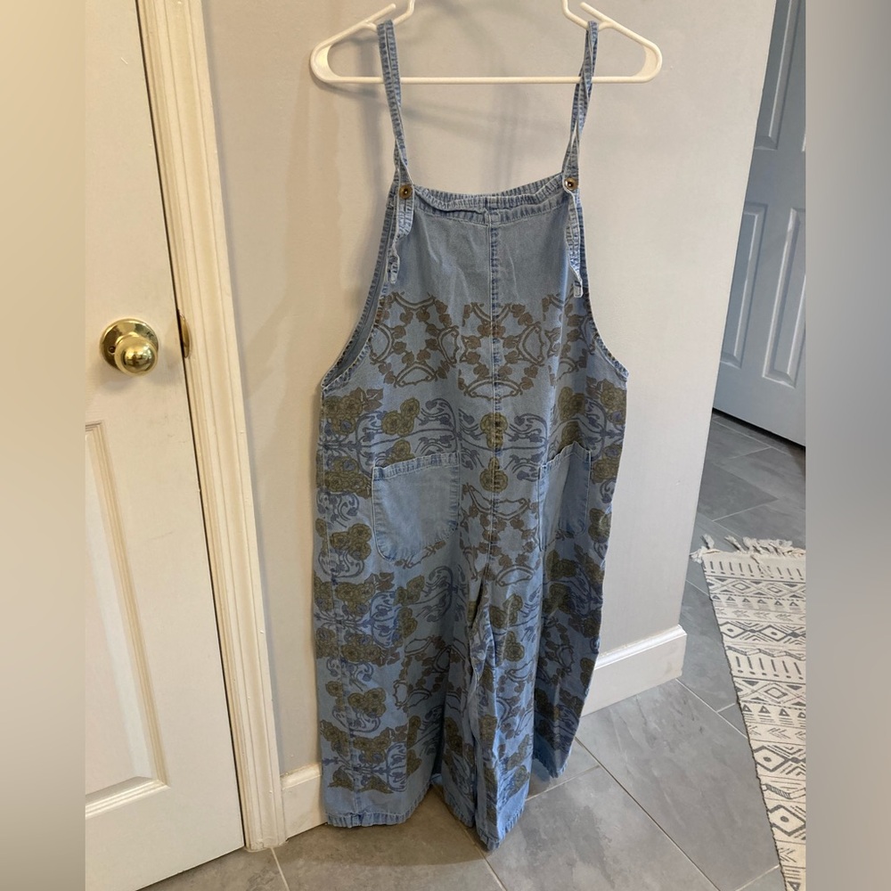 MONTHORIGIN Crazy Oversized Art To Wear Overalls Bibs Floral Women’s wide leg